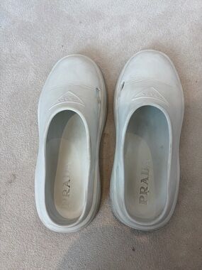 Prada White Slip-On Clog Mules